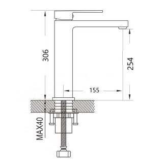 Смеситель для раковины высокий Maretti Umbria Black UMB32RF52, черный